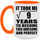3rd Birthday Took Square Root of 9 Years To Awesome - 15oz Accent Mug Orange