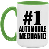 Number One #1 Automobile Mechanic - 15oz Accent Mug Green