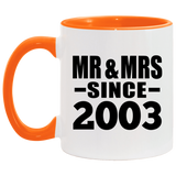 21st Anniversary Mr & Mrs Since 2003 - 11oz Accent Mug Orange