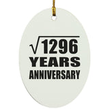 36th Anniversary Square Root of 1296 Years Anniversary - Oval Ornament
