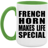 French Horn Makes Life Special - 15oz Accent Mug Green