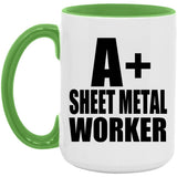A+ Sheet Metal Worker - 15oz Accent Mug Green