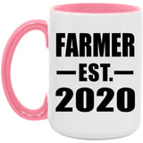Farmer Established EST. 2020 - 15oz Accent Mug Pink