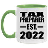 Tax Preparer Established EST. 2022 - 11oz Accent Mug Green