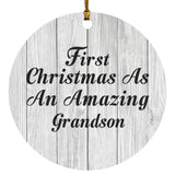 First Christmas As An Amazing Grandson - Circle Ornament F
