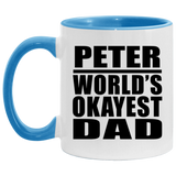 Peter World's Okayest Dad - 11oz Accent Mug Blue