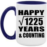 Happy 35th Anniversary Square Root of 1225 Years & Counting - 15oz Accent Mug Purple