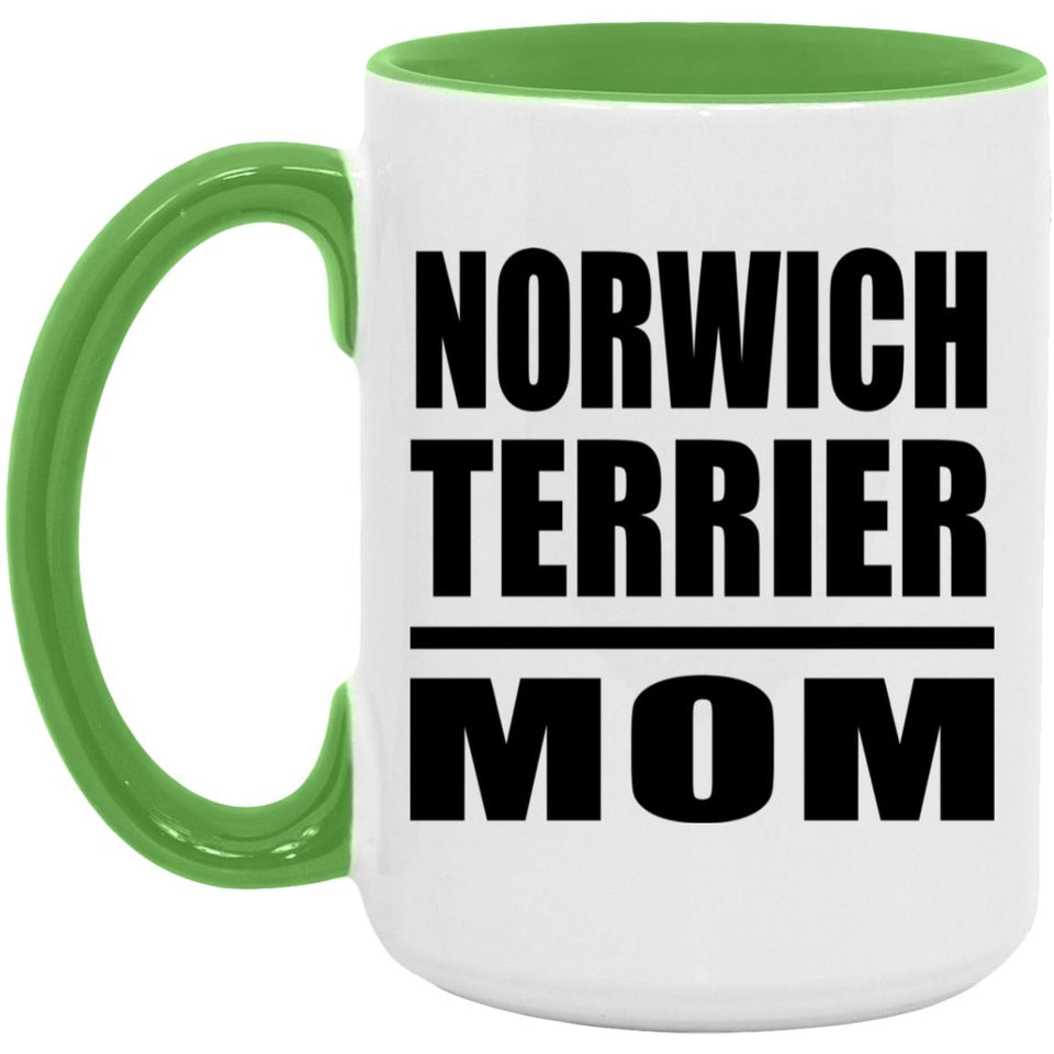 Norwich Terrier Mom - 15oz Accent Mug Green