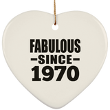 54th Birthday Fabulous Since 1970 - Heart Ornament