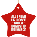 All I Need Is Love And A Domestic Mediumhair Cat - Star Ornament