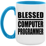 Blessed Computer Programmer - 15oz Accent Mug Blue