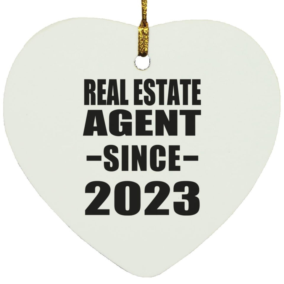 Real Estate Agent Since 2023 - Heart Ornament