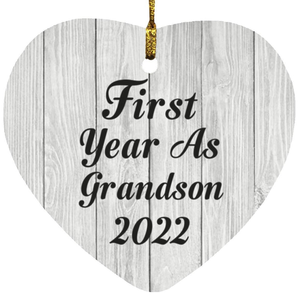First Year As Grandson 2022 - Heart Ornament F