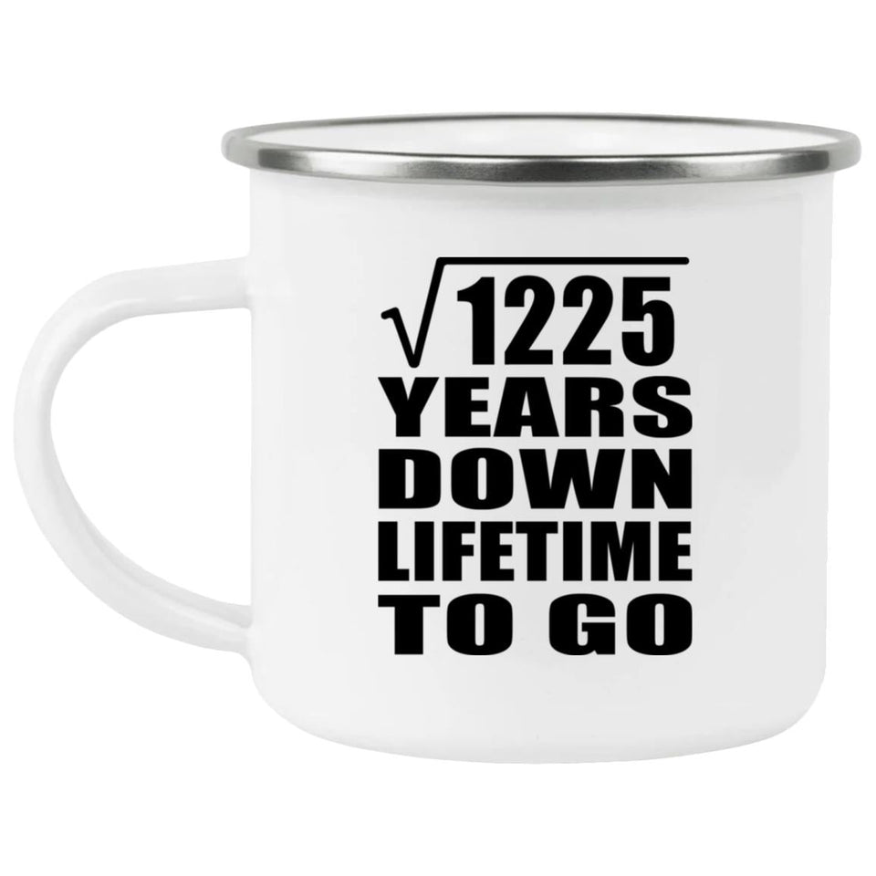35th Anniversary Square Root of 1225 Years Lifetime To Go - 12oz Camping Mug