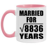 94th Anniversary Married For Square Root of 8836 Years - 11oz Accent Mug Pink