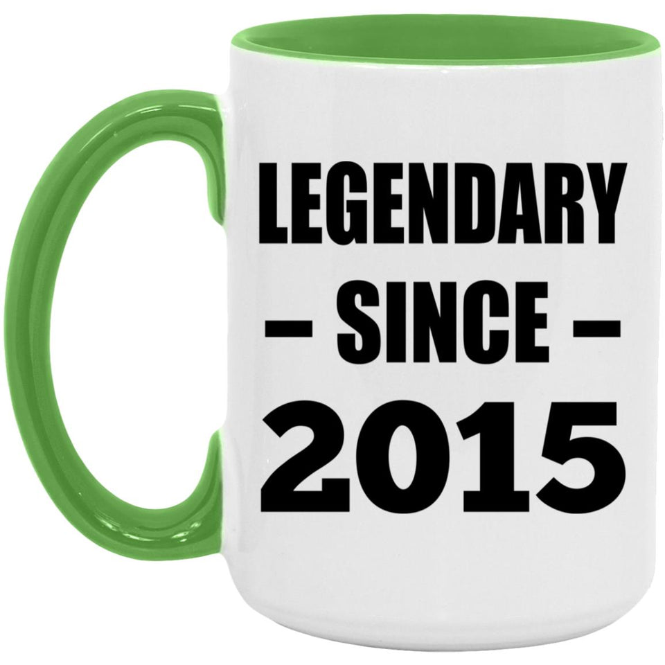 9th Birthday Legendary Since 2015 - 15oz Accent Mug Green