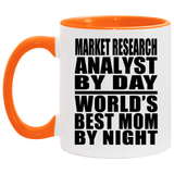 Market Research Analyst By Day World's Best Mom By Night - 11oz Accent Mug Orange