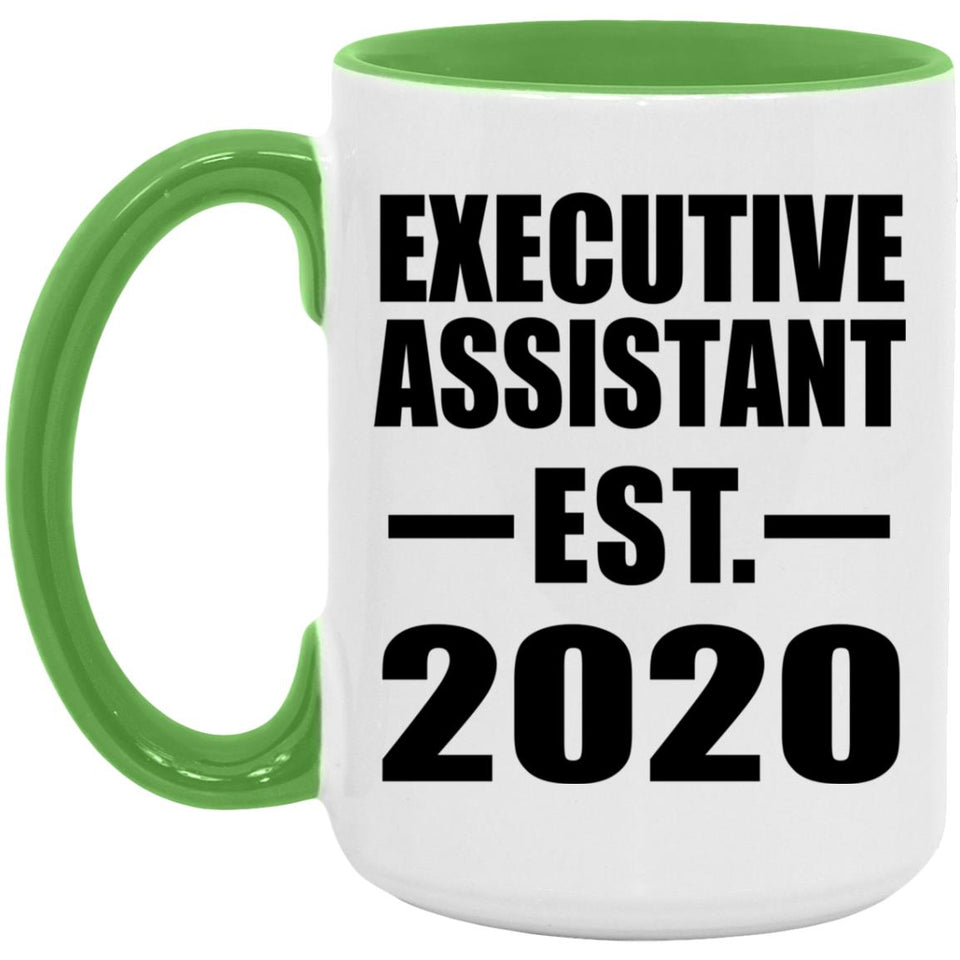 Executive Assistant Established EST. 2020 - 15oz Accent Mug Green
