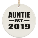 Auntie Established EST. 2019 - Circle Ornament