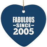 19th Birthday Fabulous Since 2005 - Heart Ornament