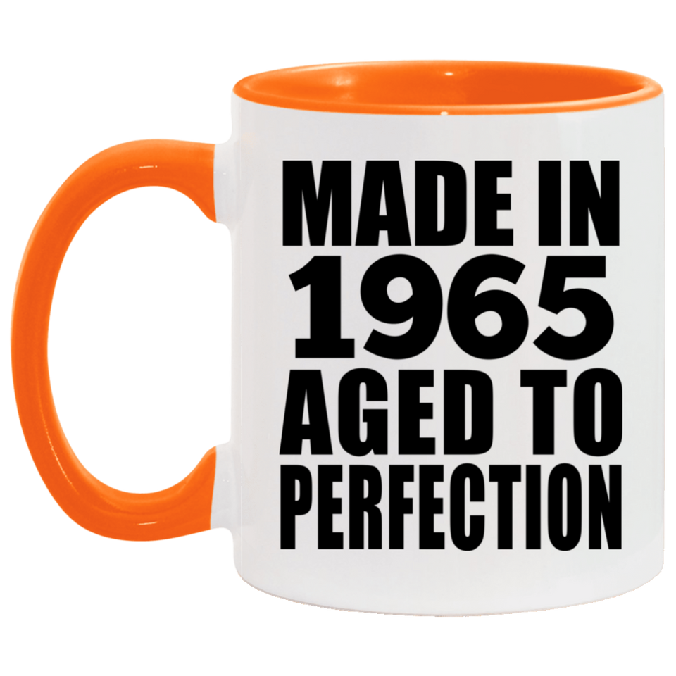 59th Birthday Made In 1965 Aged to Perfection - 11oz Accent Mug Orange