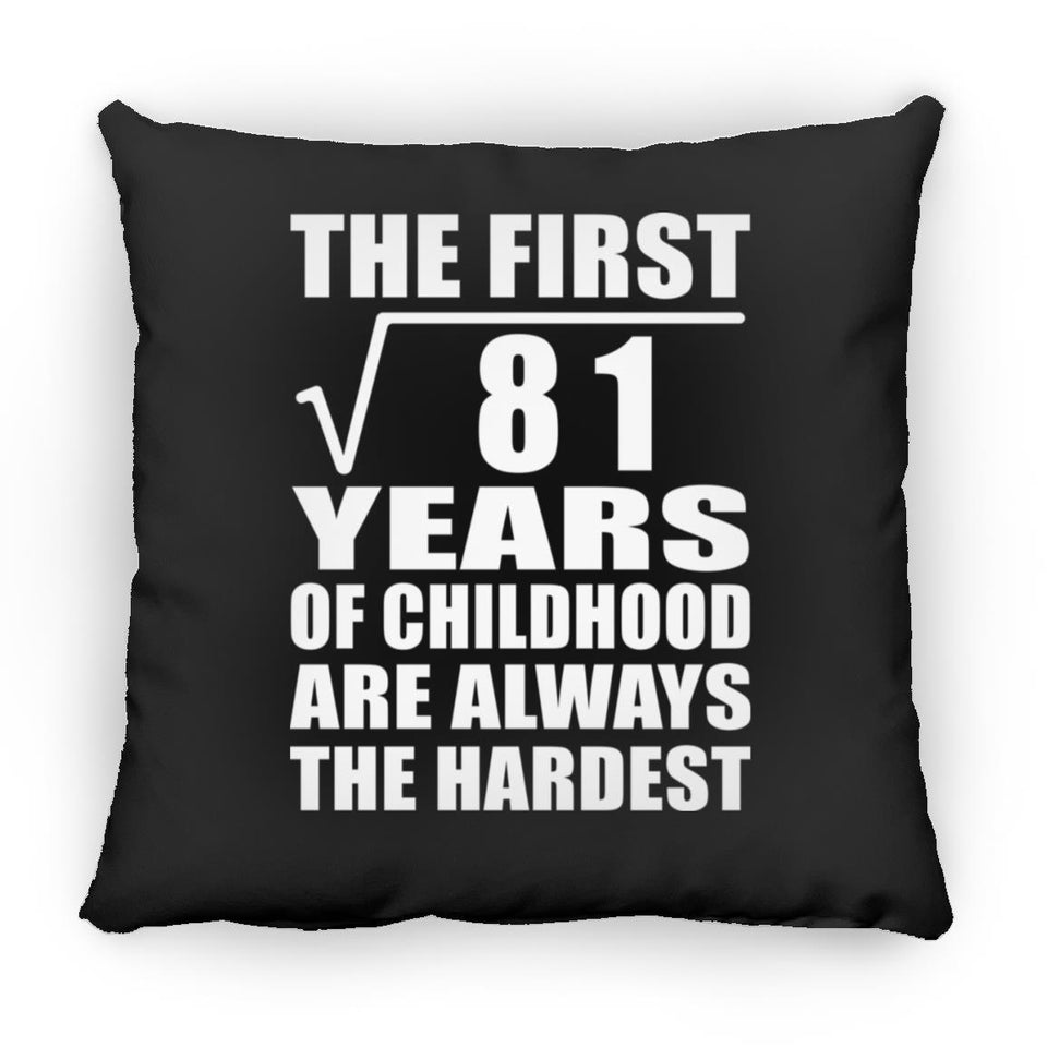 9th Birthday Square Root of 81 Years of Childhood - Throw Pillow Black