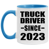 Truck Driver Since 2023 - 11oz Accent Mug Blue