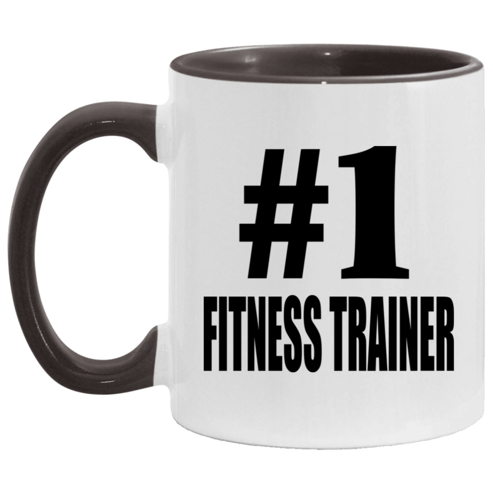 Number One #1 Fitness Trainer - 11oz Accent Mug Black