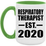 Respiratory Therapist Established EST. 2020 - 15oz Accent Mug Green