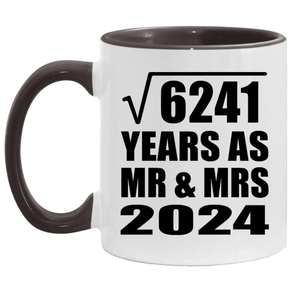 79th Anniversary Square Root of 6241 Years As Mr & Mrs 2024 - 11oz Accent Mug Black