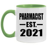 Pharmacist Established EST. 2021 - 11oz Accent Mug Green