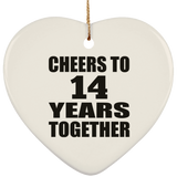 14th Anniversary Cheers To 14 Years Together - Heart Ornament