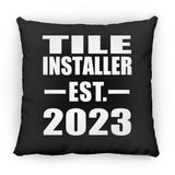Tile Installer Established EST. 2023 - Throw Pillow Black