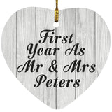 First Year As Mr & Mrs Peters - Heart Ornament F