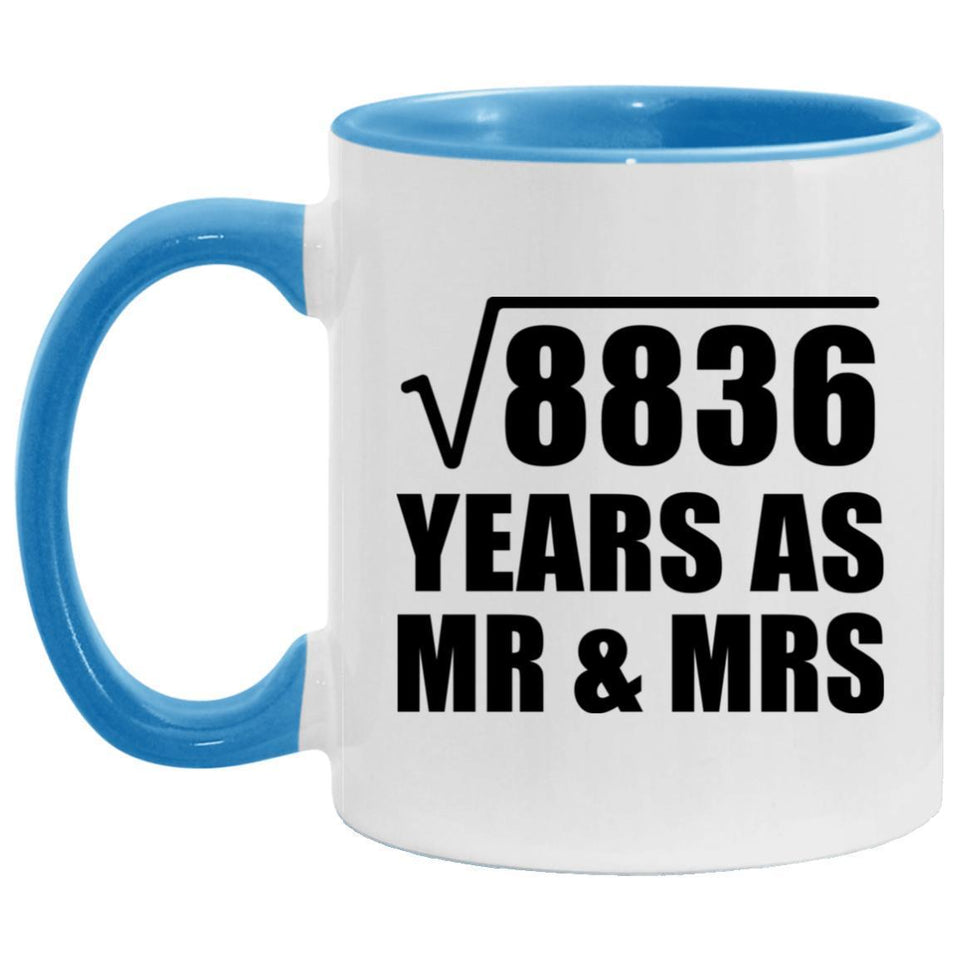 94th Anniversary Square Root of 8836 Years As Mr & Mrs - 11oz Accent Mug Blue