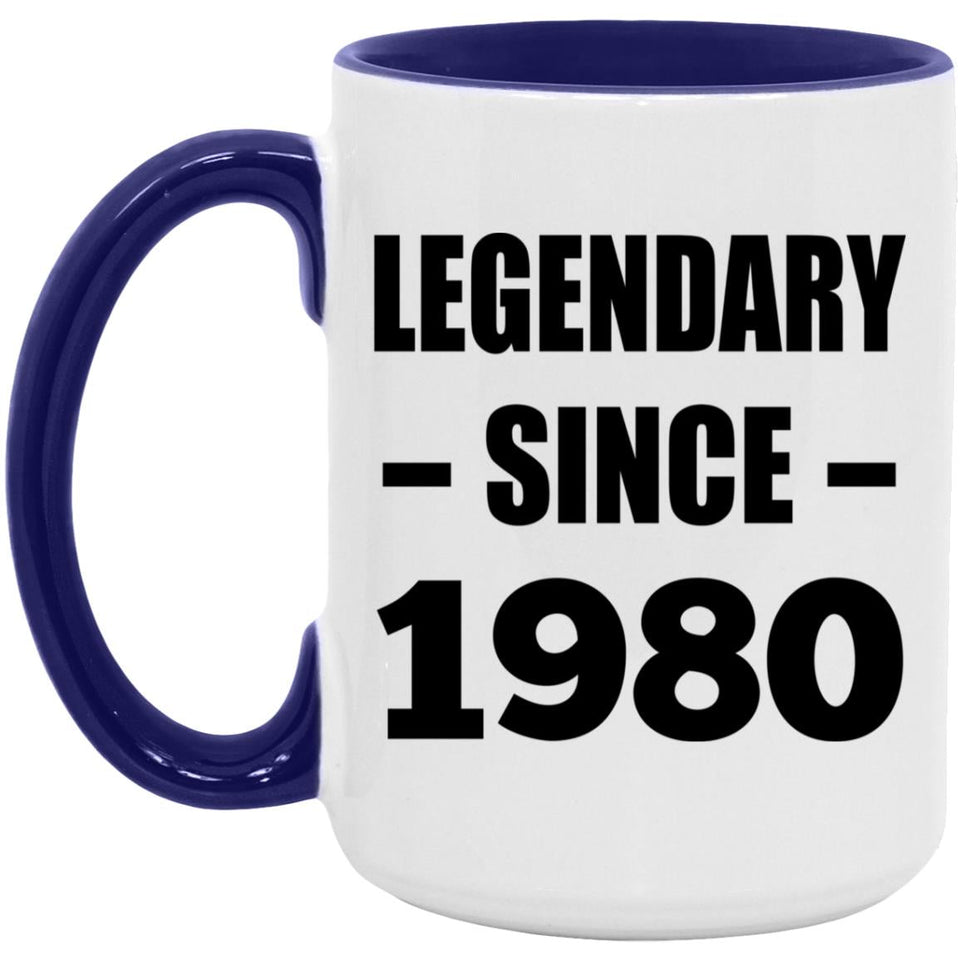 44th Birthday Legendary Since 1980 - 15oz Accent Mug Purple
