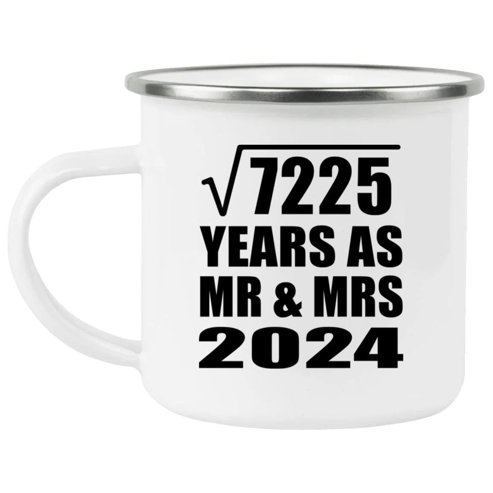85th Anniversary Square Root of 7225 Years As Mr & Mrs 2024 - 12oz Camping Mug