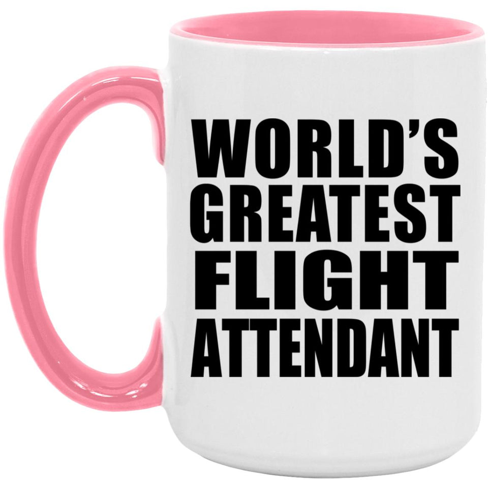 World's Greatest Flight Attendant - 15oz Accent Mug Pink