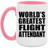 World's Greatest Flight Attendant - 15oz Accent Mug Pink