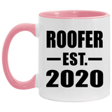 Roofer Established EST. 2020 - 11oz Accent Mug Pink