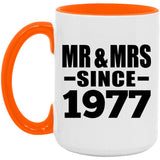 47th Anniversary Mr & Mrs Since 1977 - 15oz Accent Mug Orange