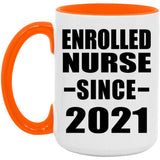 Enrolled Nurse Since 2021 - 15oz Accent Mug Orange