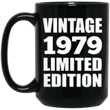 45th Birthday Vintage 1979 Limited Edition - 15oz Coffee Mug Black