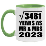 59th Anniversary Square Root of 3481 Years As Mr & Mrs 2023 - 11oz Accent Mug Green