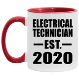 Electrical Technician Established EST. 2020 - 11oz Accent Mug Red