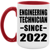 Engineering Technician Since 2022 - 15oz Accent Mug Red