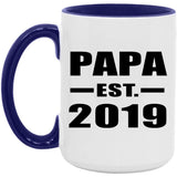 Papa Established EST. 2019 - 15oz Accent Mug Purple