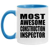 Most Awesome Construction Inspector - 11oz Accent Mug Blue