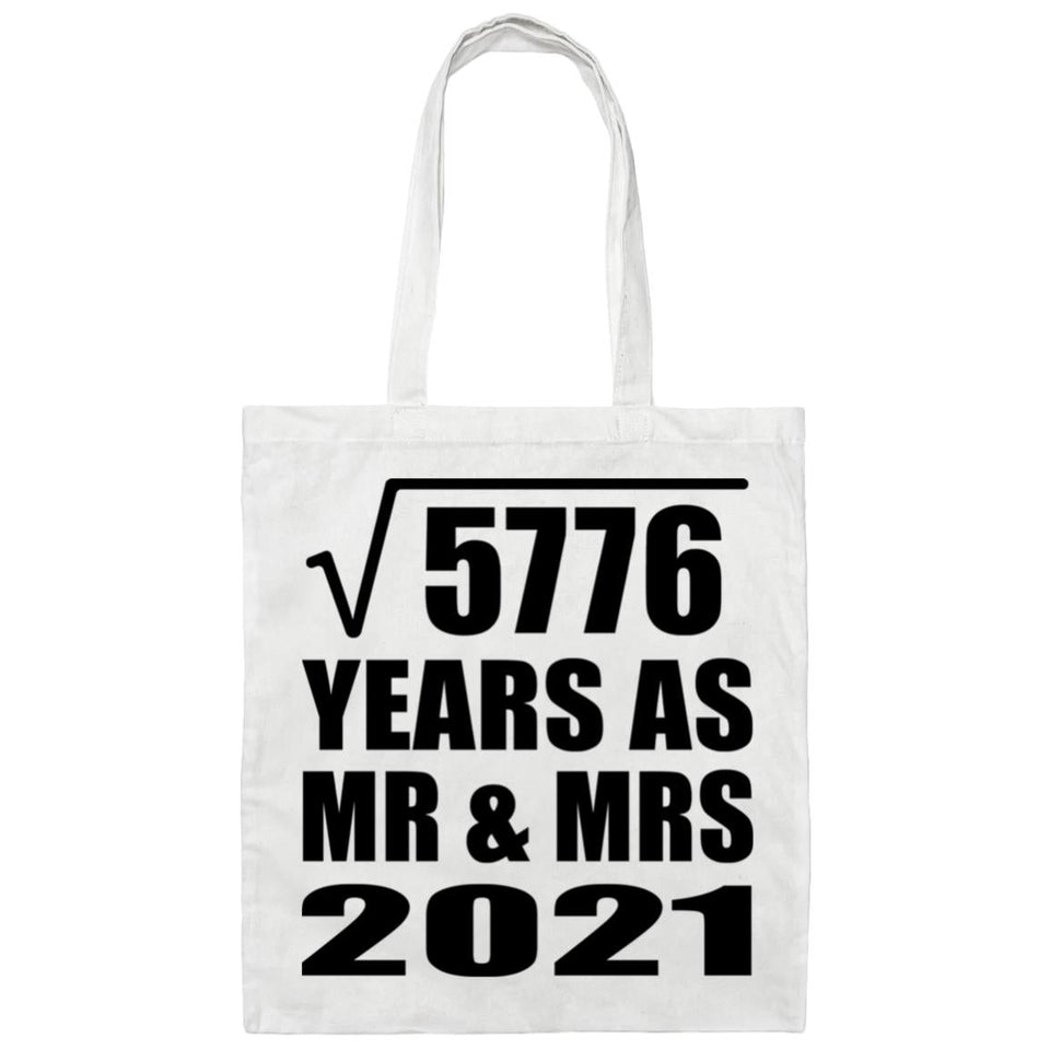 76th Anniversary Square Root of 5776 Years As Mr & Mrs 2021 - Tote Bag White