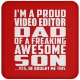 Proud Video Editor Dad Of Awesome Son - Drink Coaster